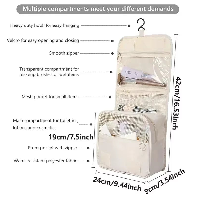 High Quality Travel Makeup Bag Waterproof Toiletries Organizer Women Neceser Bathroom Hook Wash Pouch Hook Makeup Storage Bag